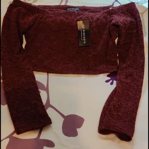 ❗Fashion Nova❗ :: Maroon Longsleeve  Crop Top NWT